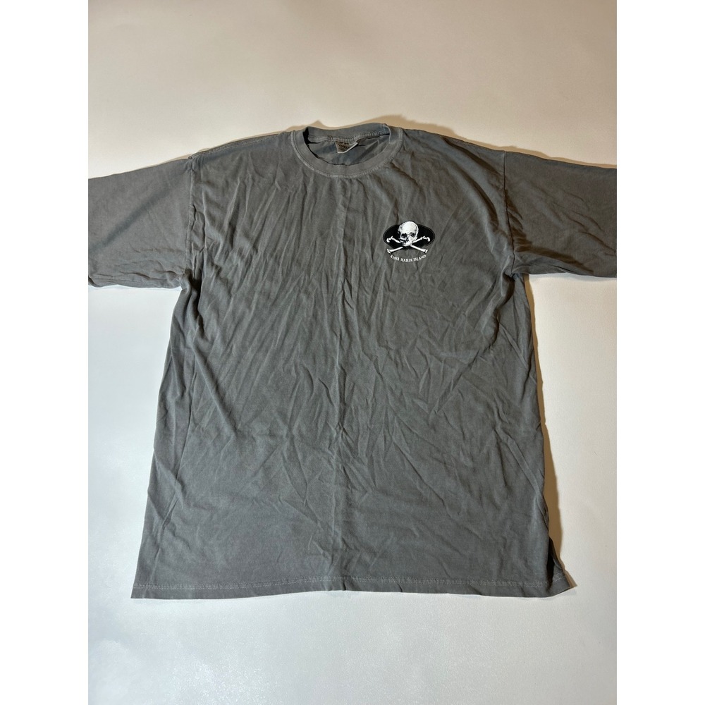 Comfort Colors T-Shirt Mens XL Gray Excellent Skull Crossbones Anna Maria Island